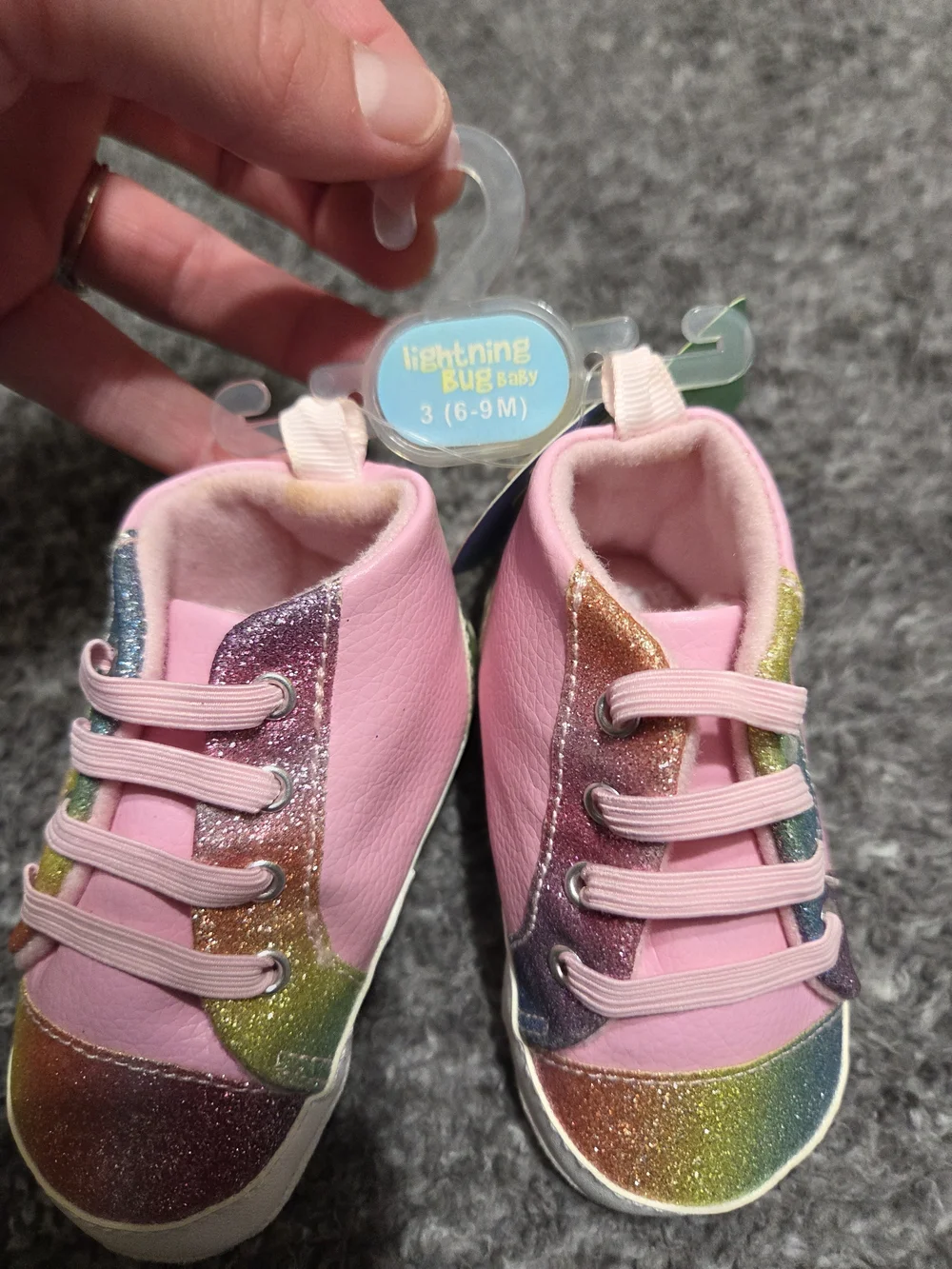 Baby Pink Glitter Rainbow Slip-On Sneakers